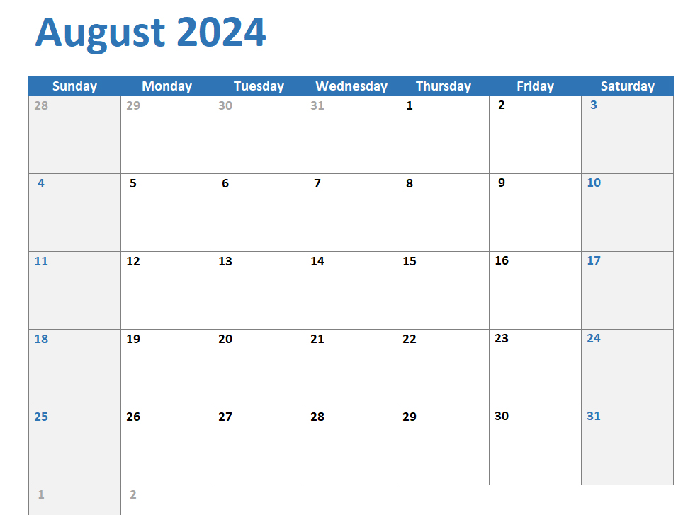 August Calendar