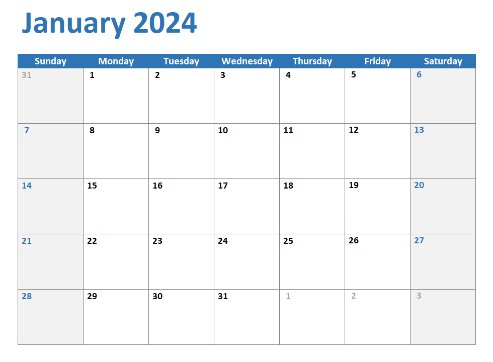January Calendar